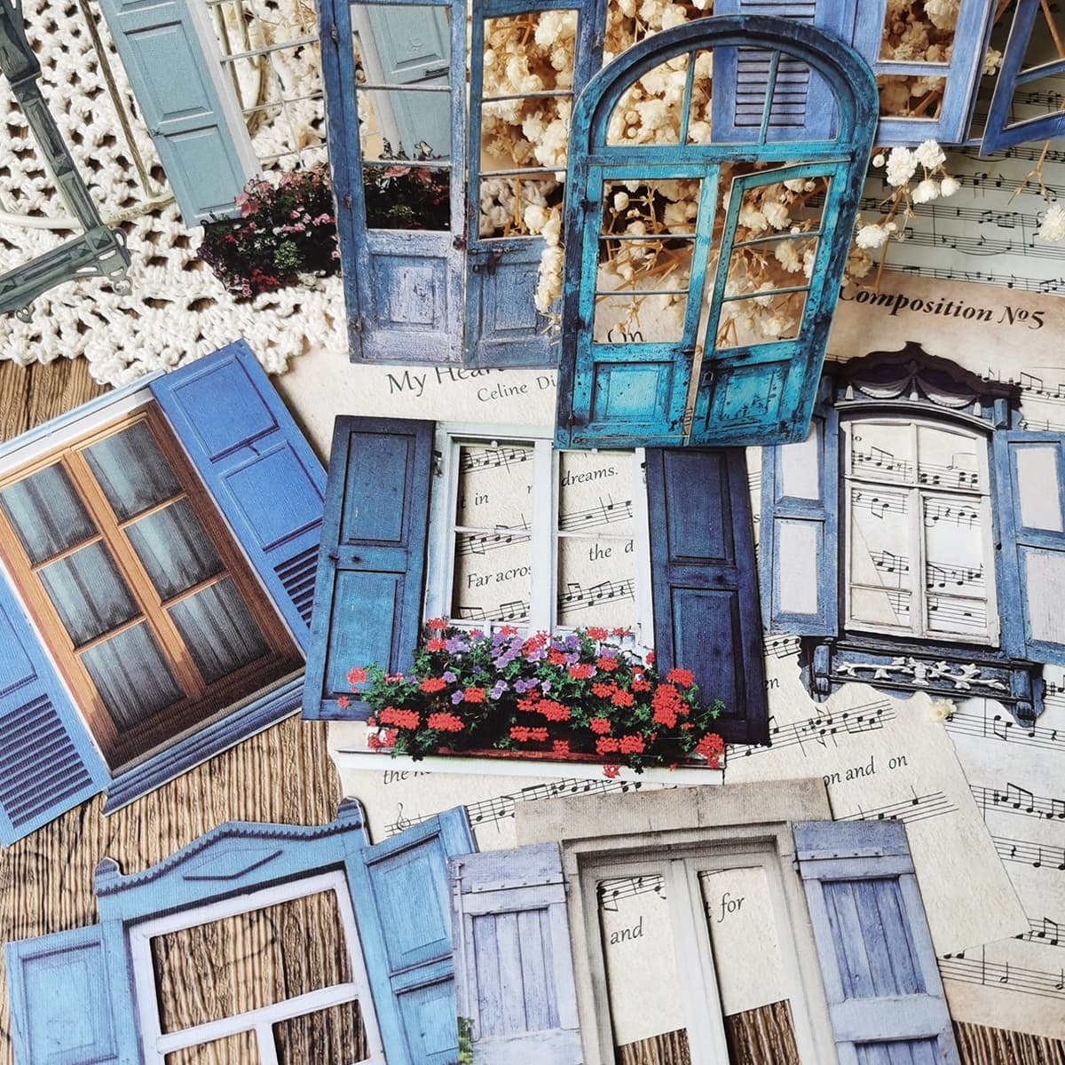 1 paquet/10 piÃ¨ces Autocollant Vintage AjourÃ© SculptÃ© FenÃªtre CrÃ©atif Paquet Pour DIY Scrapbooking Journalisation