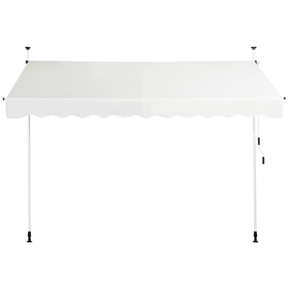 CostwayAuvent Manuel Rétractable 300CM Hauteur Réglable 200-300CM Store Banne en Aluminium et Tissu Oxford Anti UV Beige