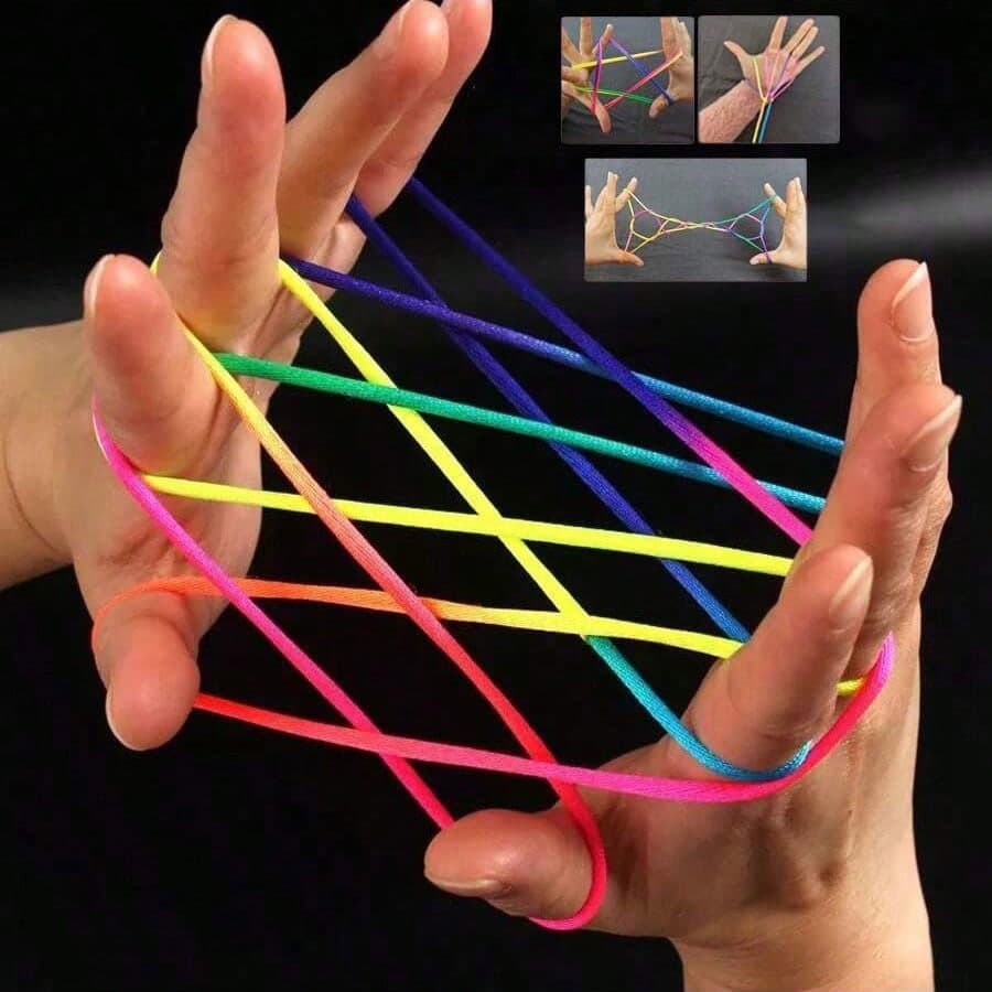 2 pièces Jouet anti-stress créatif et coloré avec corde pour les doigts, améliore la dextérité et la concentration des doigts, adapté pour
